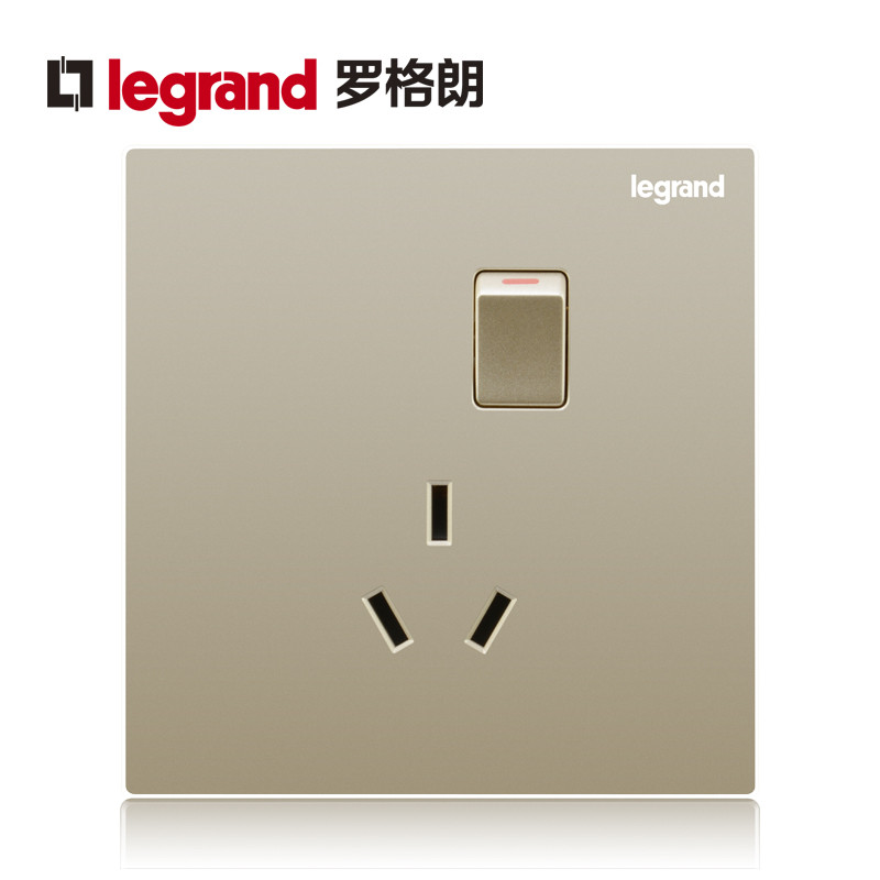 罗格朗(Legrand)开关插座面板多孔五孔usb二三插16a智能家居86型家用暗装墙壁电源仕典金色 一开16A三孔 仕典米兰金