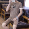 T恤/套装/夏季男士休闲运动T恤短裤套装 XXL【135-155斤】 5011咖啡色套装
