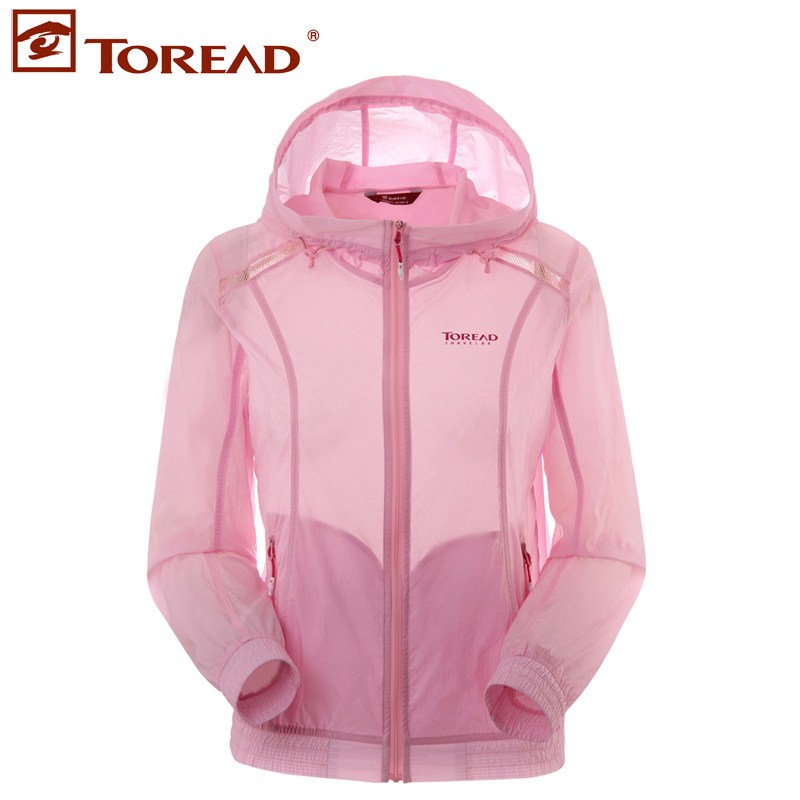 探路者（TOREAD）户外女款轻薄透气休闲皮肤风衣外套TAEE82700 2XL TAEE82700-A54X糖果粉（女）