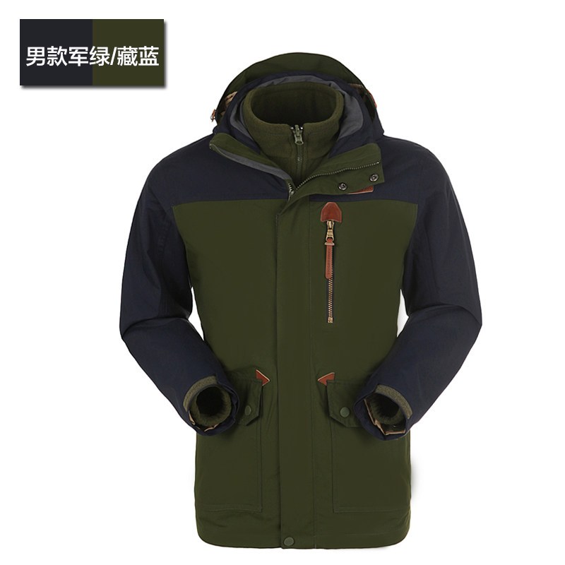 探路者（TOREAD）户外秋冬男女保暖冲锋衣套绒两件套旅行风雨衣TAWD91700 XL TAWD91700-D12C军绿/藏蓝（男）