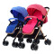 双胞胎婴儿车 推车童车婴儿双人手推车可折叠可平躺可换向 蓝色 蓝色白管