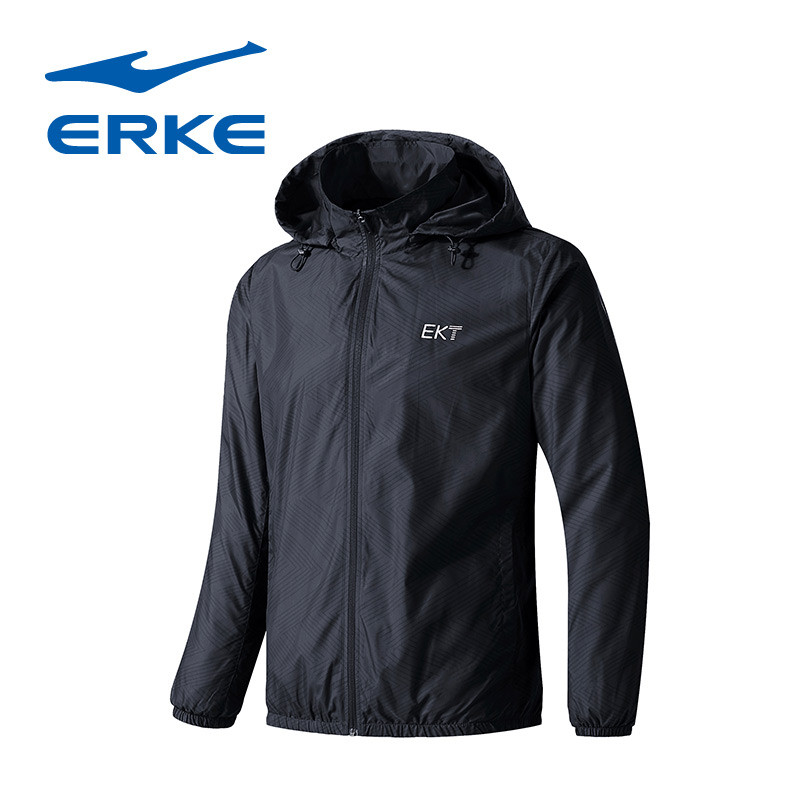 鸿星尔克（ERKE）2018新品男士运动卫衣休闲加厚夹克外套51218308031 4XL 正黑