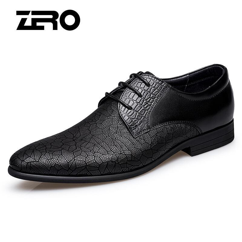 Zero零度男士商务休闲鞋2018秋季新品皮鞋男头层牛皮真皮正装鞋时尚英伦鞋子黑色2018_8 默认颜色 44