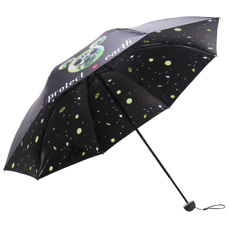 天堂伞 全遮光黑胶转印三折晴雨伞太阳伞 L31847ELCJ 绿色