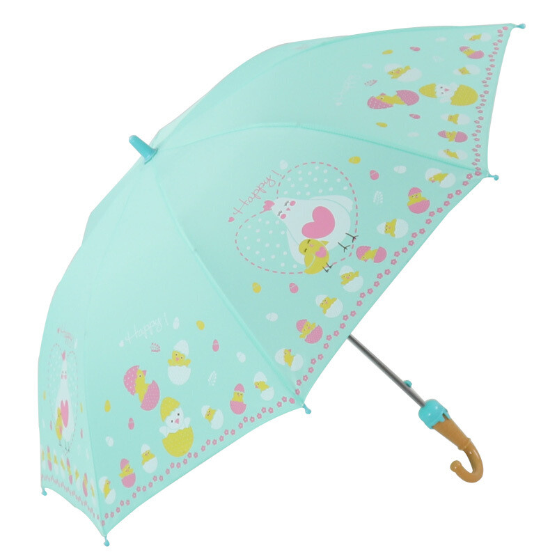 天堂伞 欢乐童年高密碰击布儿童直杆晴雨伞 L13007E 鸡宝宝兰绿