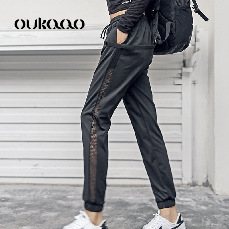 欧卡奥运动套装女2018新款春夏健身服女潮流哈伦裤修身显瘦性感瑜伽服女 S 黑色裤子
