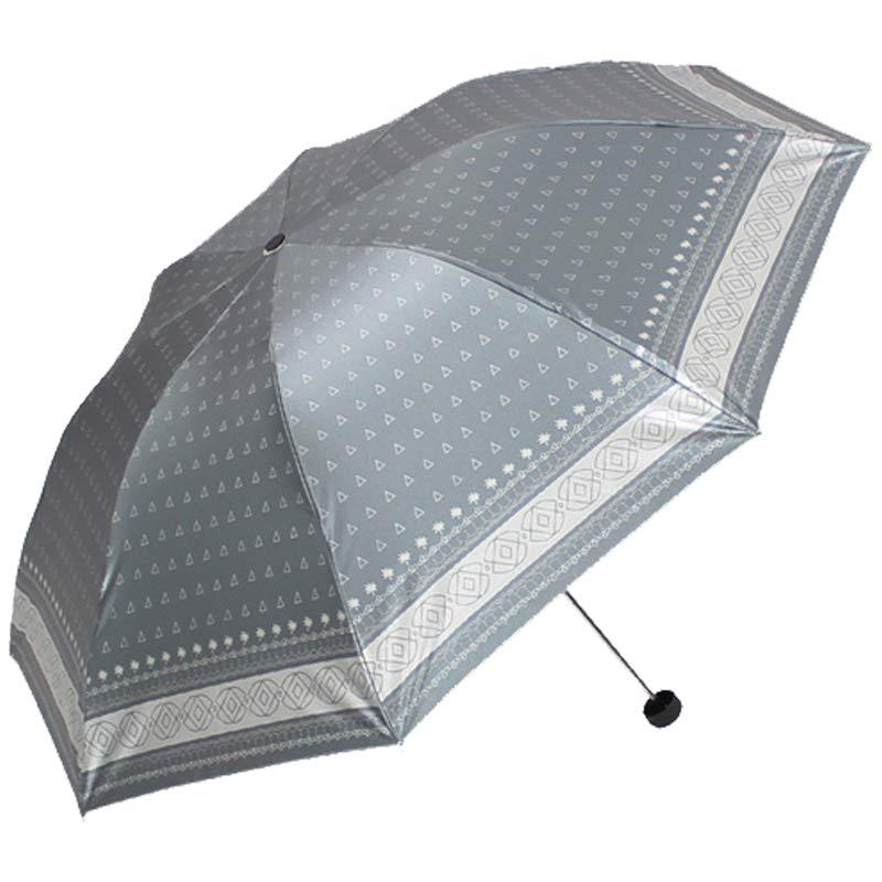 天堂伞 绿意英姿碰击布炫彩稠丝印三折晴雨伞太阳伞 L33270E 银灰