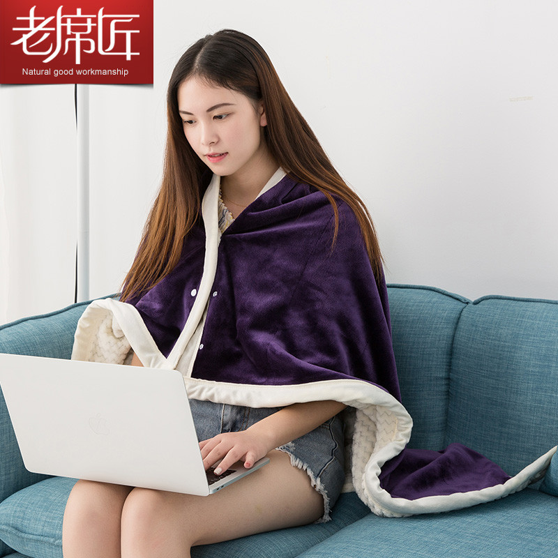 老席匠多功能毛毯 70*100 双层加厚紫色