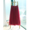新款显瘦款网纱长裙半身裙中长裙子 68CM长 酒红色