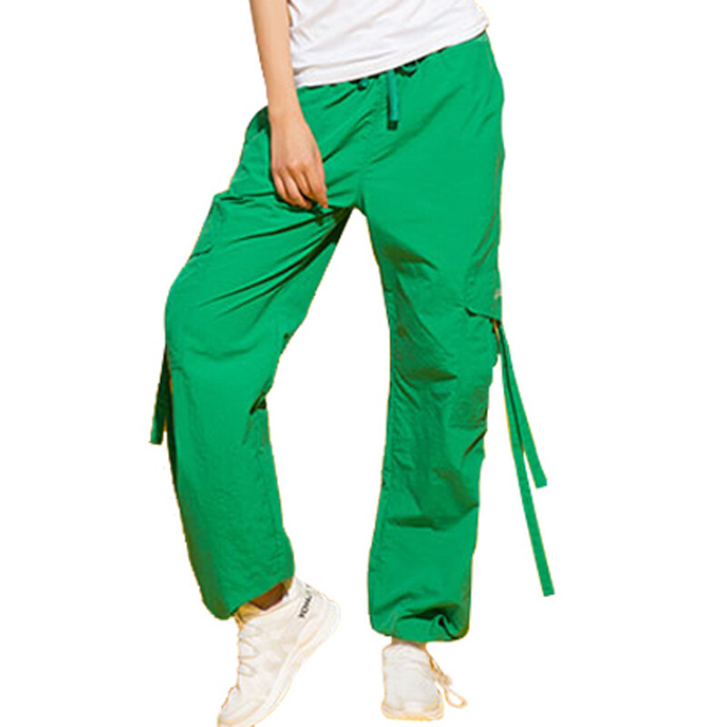 夏季健身演出服女短袖速干健美运动套装广场舞宽松大码舞蹈服装_8_8 S 绿色裤子