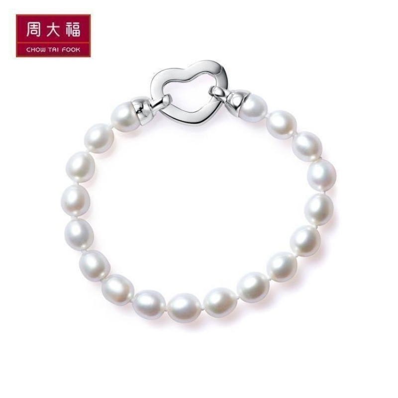 周大福珠宝首饰简约优雅925银珍珠手链 默认颜色