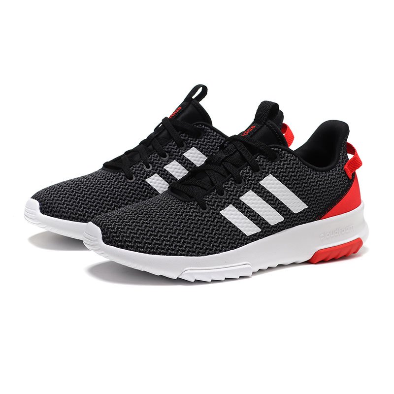 adidas阿迪达斯NEO男运动休闲鞋B43638 B436381号黑色+亮白+喜水库红 42码