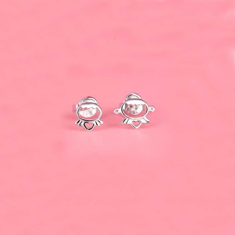 天使镀925银耳钉女可爱银耳饰韩版时尚耳钉小饰品4248送女朋友七夕情人节礼物_5_4 XEJ160可爱女孩