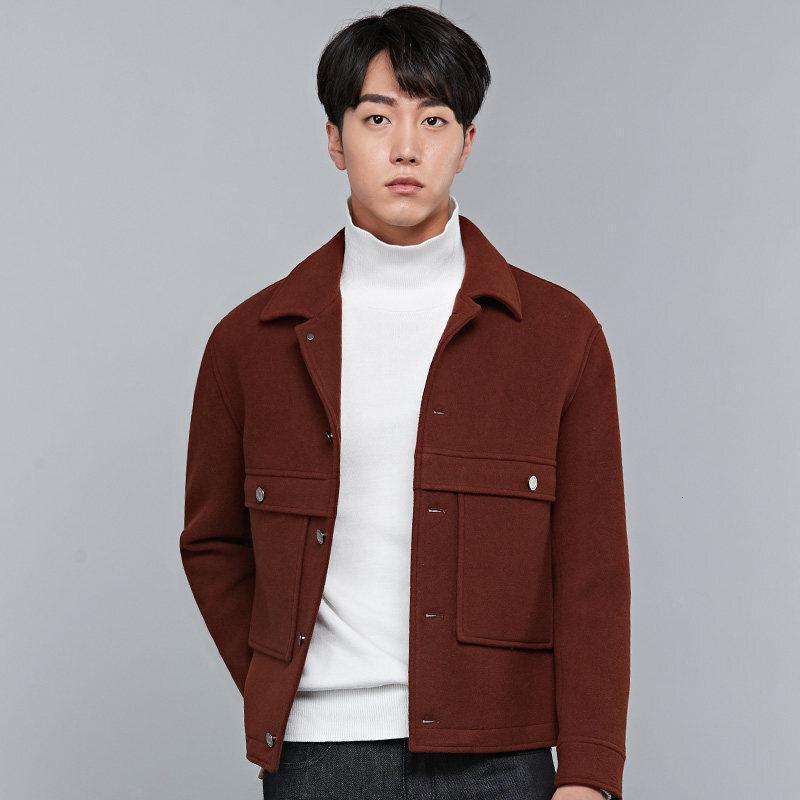 七匹狼旗下圣沃斯系列夹克18秋季大翻领羊毛茄克男装外套 190/104A/XXXXL 311(红古铜)