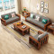 老故居 沙发 实木沙发 现代中式沙发组合 转角橡胶木沙发小户型木质布艺客厅家具 三人位【颜色备注】