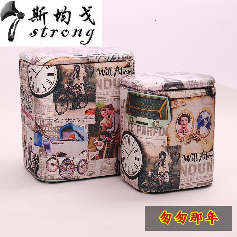多功能收纳凳子可坐家用现代简约实木换鞋凳皮布艺沙储物凳耐脏席色（皮艺）_4 匆匆那年（布艺）