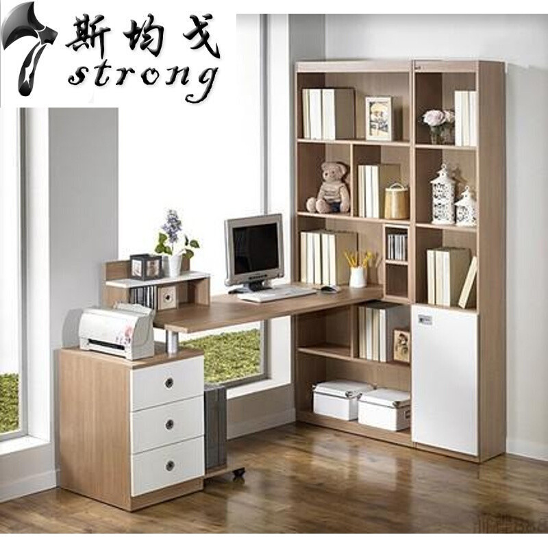 电脑桌台式家用简约电脑桌转角书柜书桌书架组合办公桌写字台_29_6 B书柜配书桌【颜色留言】