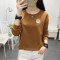 秋季上衣女2018秋装打底衫女长袖宽松衣服女装百搭韩版潮_2 XXL-建议136-150斤 8589卡其