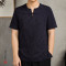 中国风男装棉麻男士T恤 XL 藏青色