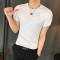 夏季新款潮流衣服社会小伙韩版紧身男士短袖T恤个性帅气半袖体恤 3XL 白色