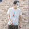 东京衣柜男装夏季新款创意印花T恤韩版潮流青年百搭休闲短袖体恤 2XL 黑色