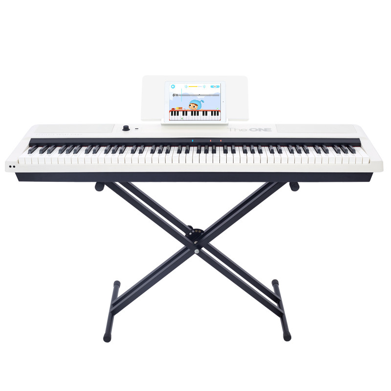 The ONE智能钢琴 88键重锤 便携版专业家用电钢琴数码电子钢琴初学者 黑白色 优雅白【琴头+X架+单踏板】