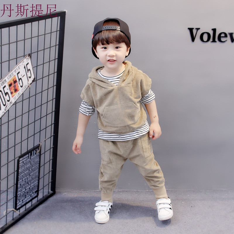 男宝宝秋装套装0一1-2-3岁韩版潮4帅气5男童小童洋气6儿童童装春7_2 120cm 灰色