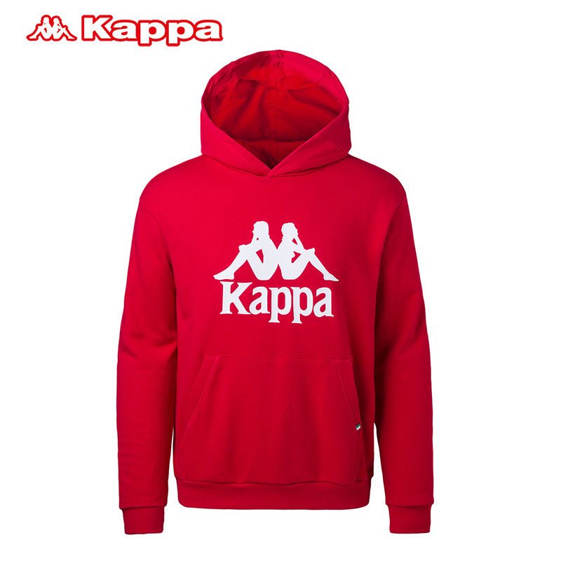 KAPPA卡帕专柜男子运动服2018秋款LOGO款针织连帽卫衣|K0852MT03 3XL 中国红0852MT03-554