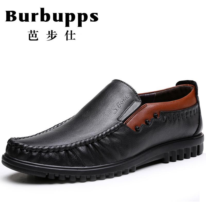 法国品牌Burbupps芭步仕夏季男鞋商务休闲鞋男士牛皮鞋驾车鞋豆豆鞋_1 黑色 37码
