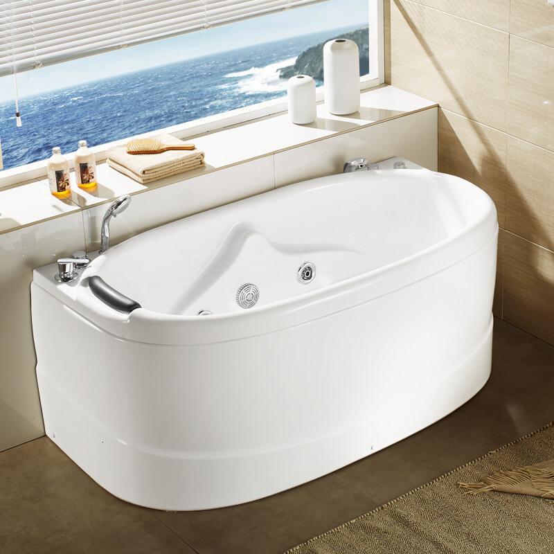 新款椭圆形浴缸亚克力家用浴桶1.6米按摩冲浪浴缸坐式3023-W_6