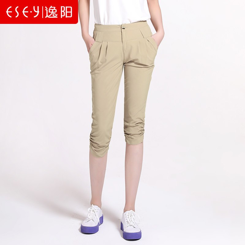 哈伦七分裤气质休闲百搭显瘦2018夏新款女裤子正品清仓包邮 32/17 卡其色