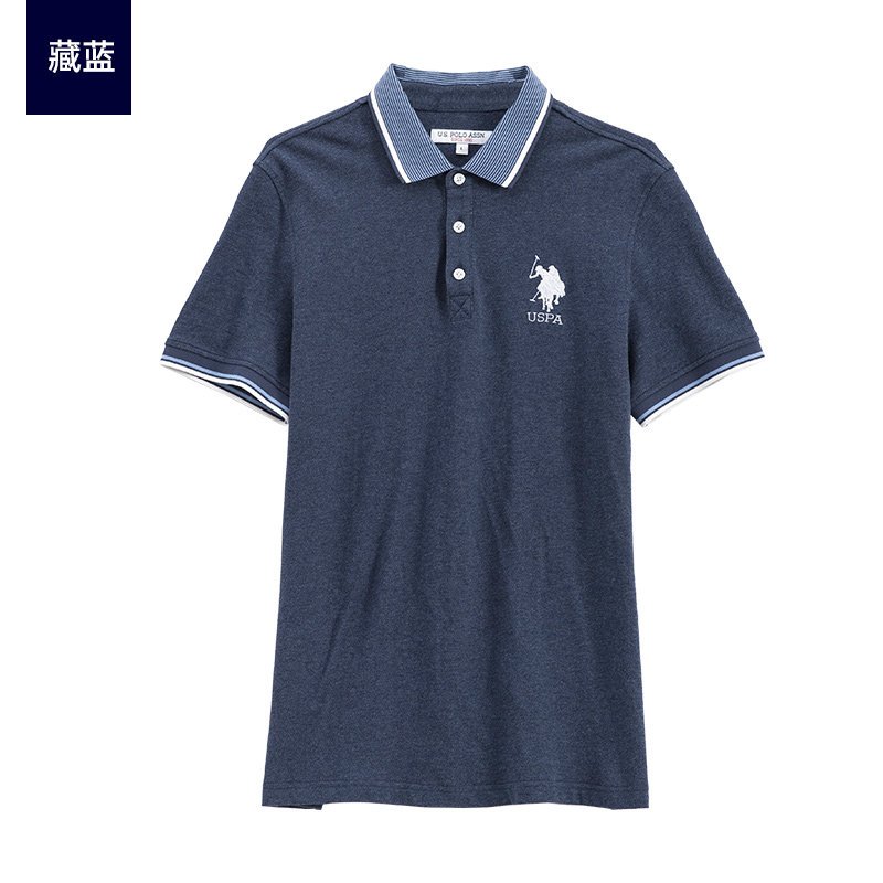 夏季短袖T恤男士polo衫2018新款夏装休闲青年保罗潮流修身纯棉 XL/180 藏蓝色