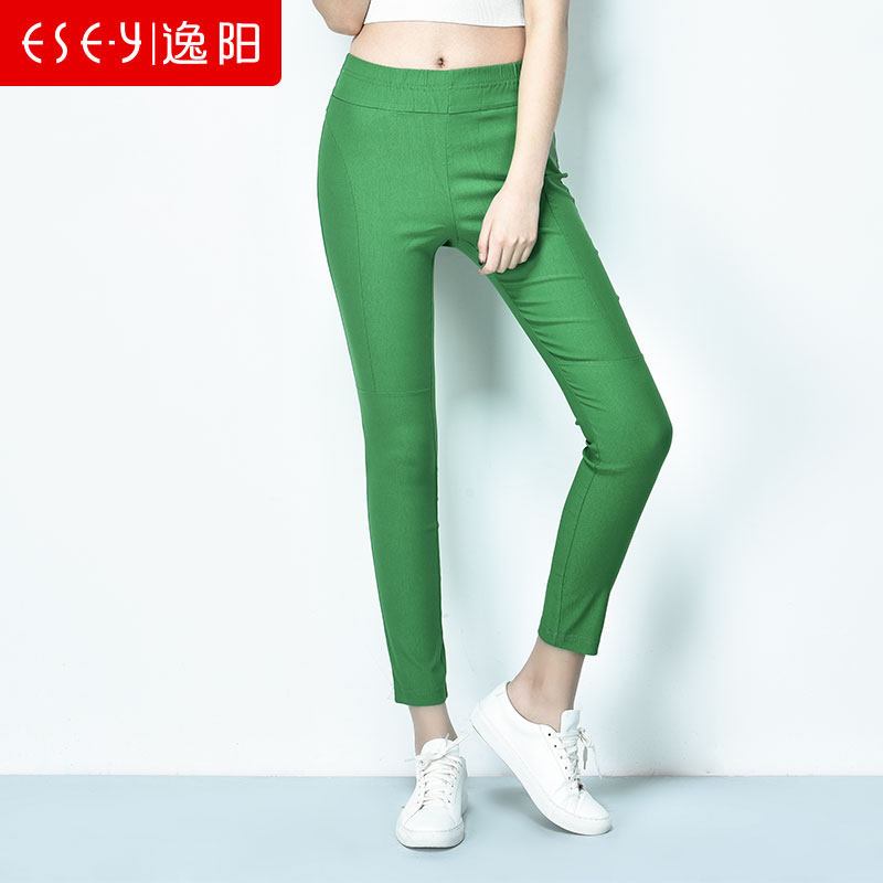 清仓2018春季新款修身显瘦紧身PU小脚打底裤子女裤涂层皮裤0235ME_4 27/9 绿色