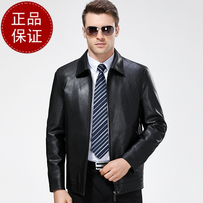 正品男装皮衣男士立领短款真皮机车夹克海宁绵羊皮韩版修身机车皮衣男官方旗舰店特卖正品 170/84A 6677深棕立领