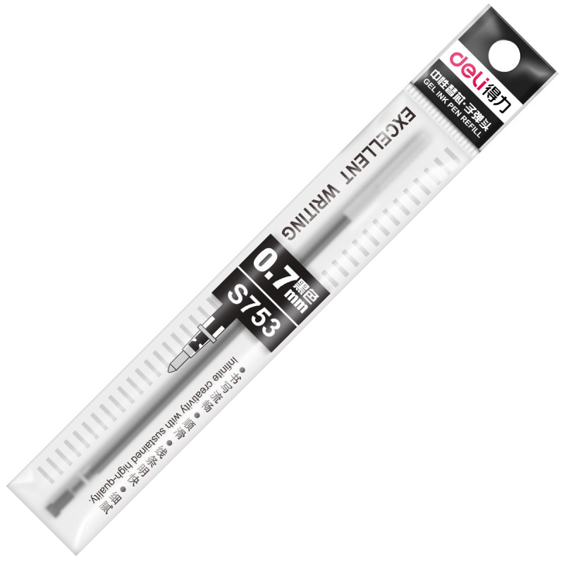 得力(deli) S753中性笔芯 0.7mm 黑色 20支装 黑色