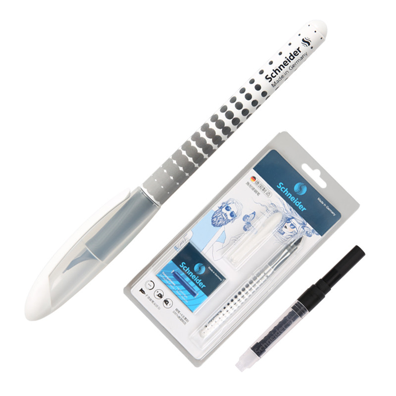 德国施耐德（schneider）Voyage圆点系列钢笔学生墨水笔书写练字办公用笔0.5mm 灰色+墨胆