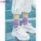 袜子女中筒袜韩版学院风百搭紫色长袜彩色薄款韩国堆堆袜纯棉潮袜 均码 卡其3双装