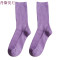 袜子女中筒袜韩版学院风百搭紫色长袜彩色薄款韩国堆堆袜纯棉潮袜 均码 姜黄3双装