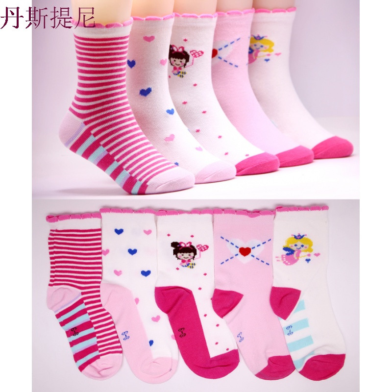 男女童袜子宝宝5小女孩6学生7儿童8纯棉9短袜10春秋冬12棉袜_0 XL---建议8-12岁 米白色5双秋夹仙女款