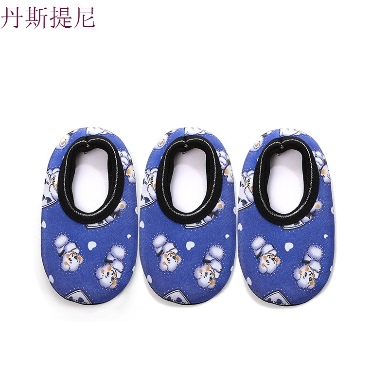 儿童早教地板袜秋冬袜套婴幼儿厚底防滑鞋套宝宝袜子薄款成人纯棉_8_2 2XL码21cm（34-38码） 蓝色小熊（3双装）
