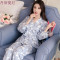 和服睡衣女春秋季花朵长袖纯棉两件套装韩版清新学生大码冬家居服_7 XL FZ#662#合欢草（送眼罩）