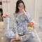 和服睡衣女春秋季花朵长袖纯棉两件套装韩版清新学生大码冬家居服_7 M FZ#662#合欢草（送眼罩）