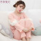 睡衣女春秋纯棉长袖韩版甜美可爱公主风薄款秋冬可外穿家居服套装 L码（100-120） 1850#浅蓝