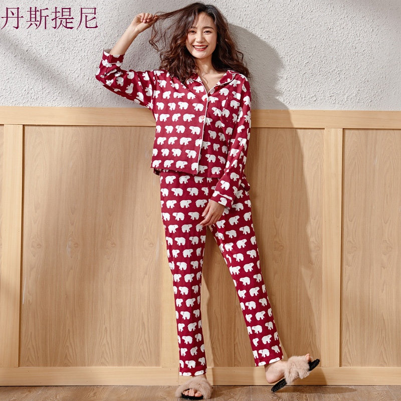 秋天睡衣女秋纯棉长袖全棉秋季格子大码日式春秋款女士家居服套装_0_0 XXXL【建议160斤以上】 Y6554图色