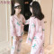 和服睡衣女秋季长袖纯棉两件套装狮子韩版清新学生春秋大码家居服_2 XL FZ#662#合欢草（送眼罩）