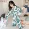 睡衣女秋长袖纯棉日系和服甜美可爱韩版清新学生春秋冬家居服套装 M 两件装和服（芭蕉叶+芭蕉叶）