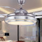 吊扇灯餐厅客厅 隐形风扇灯卧室现代简约家用带LED的伸缩风扇吊灯智能三色变光 铝双层52寸变光变频+遥控