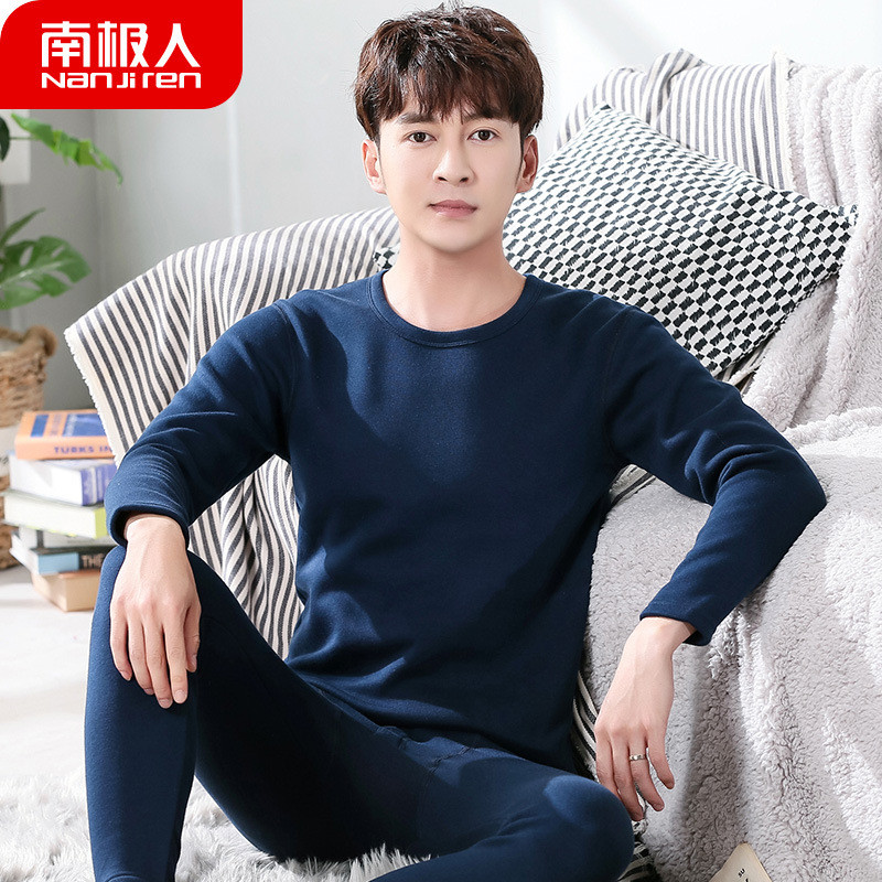 南极人保暖内衣男女士秋冬内衣裤套装一体加厚加绒黄金暖甲秋衣裤_QPP60 L 藏青色