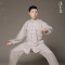 中国风天丝麻太极服女秋冬太极拳练功服男晨练服竖琴纹_1_4 M 岩石灰天麻长袖