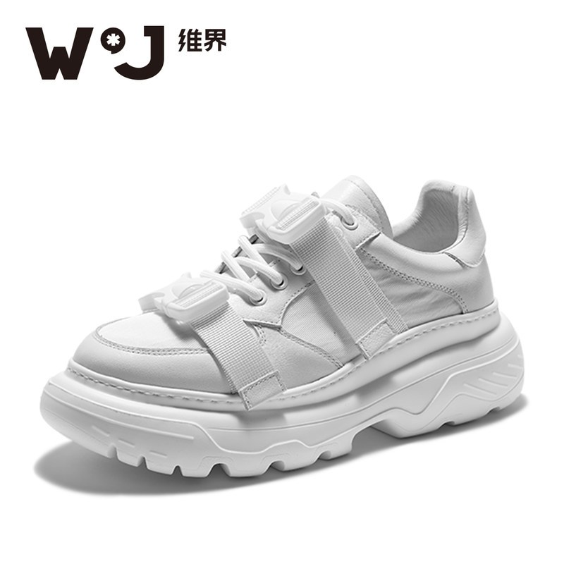 维界秋冬男鞋韩版潮流时尚厚底休闲鞋新款个松糕鞋潮老爹鞋_1 白色 39